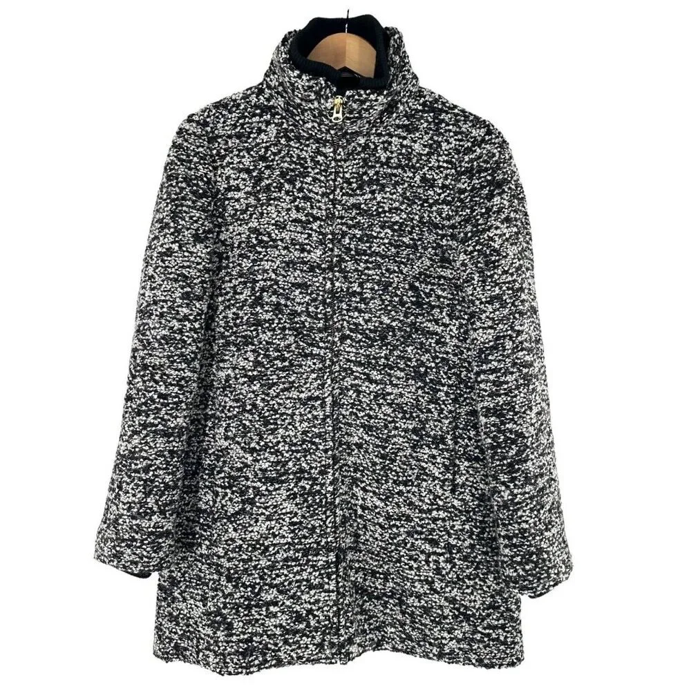 J CREW Lodge Coat in Black and White Speckled Boucle Size 10 Jacket - Picture 4 of 9